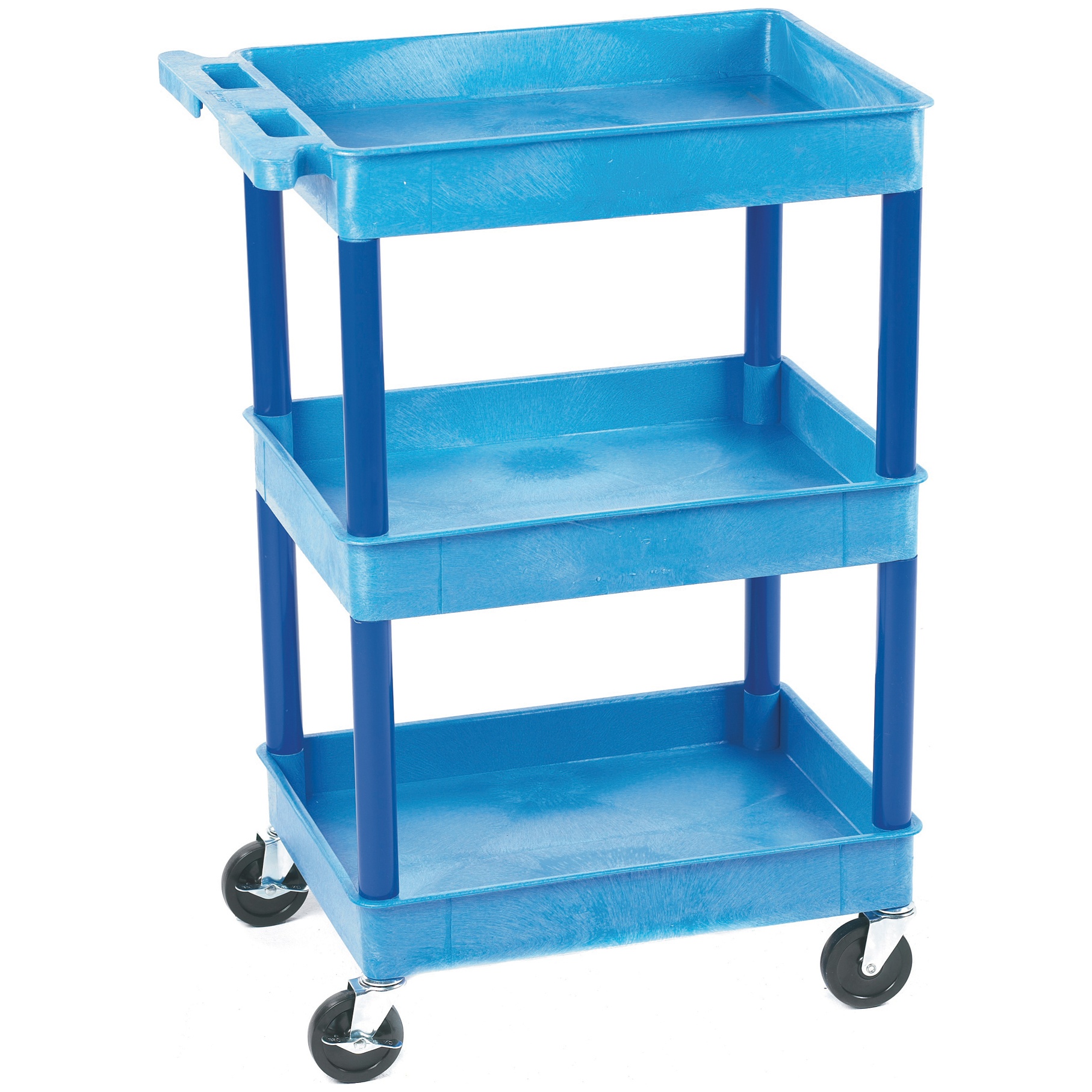 3 Shelf Service Trolleys With Coloured Legs And Shelves Standard