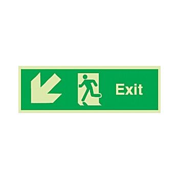 Fire Exit Down Diagonal Left Arrow Gemglow Sign | Cheap Fire Exit Down ...