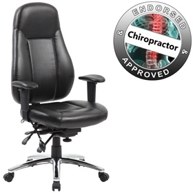 Alpha 24 Hour Black Leather Task Chairs 24 Hour Office Chairs