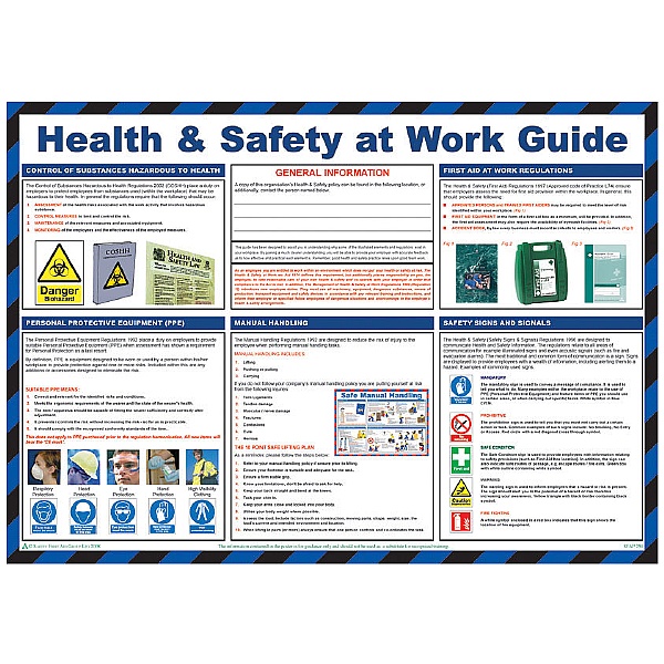 Health and Safety at Work Guide Poster | Literature & Signs