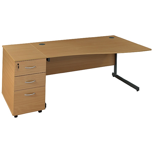 Solar Cantilever Wave Desks With Desk High Pedestal | Wave Office Desks