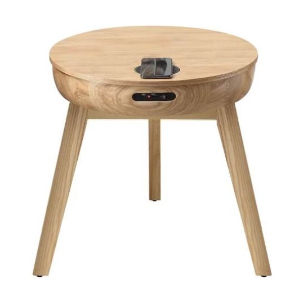 Pacific Round Lamp Table With Smart Charging And Bluetooth Speakers Coffee Tables