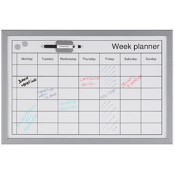 Bi-Office Dry Wipe Weekly Planning Board with Pen | Specialist Planning ...