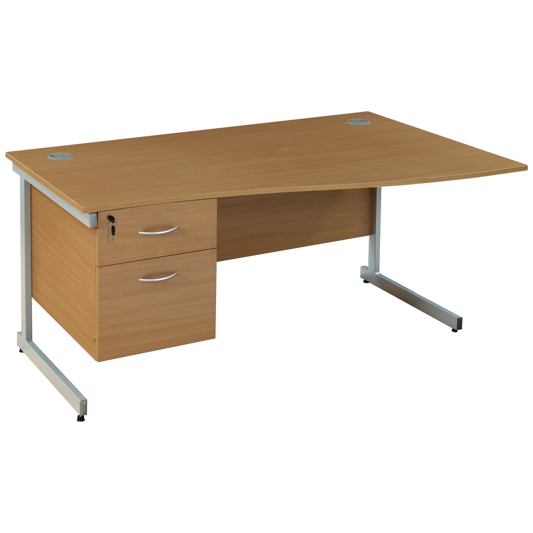 Solar Cantilever Wave Desks With Single Fixed Pedestal | Wave Office Desks