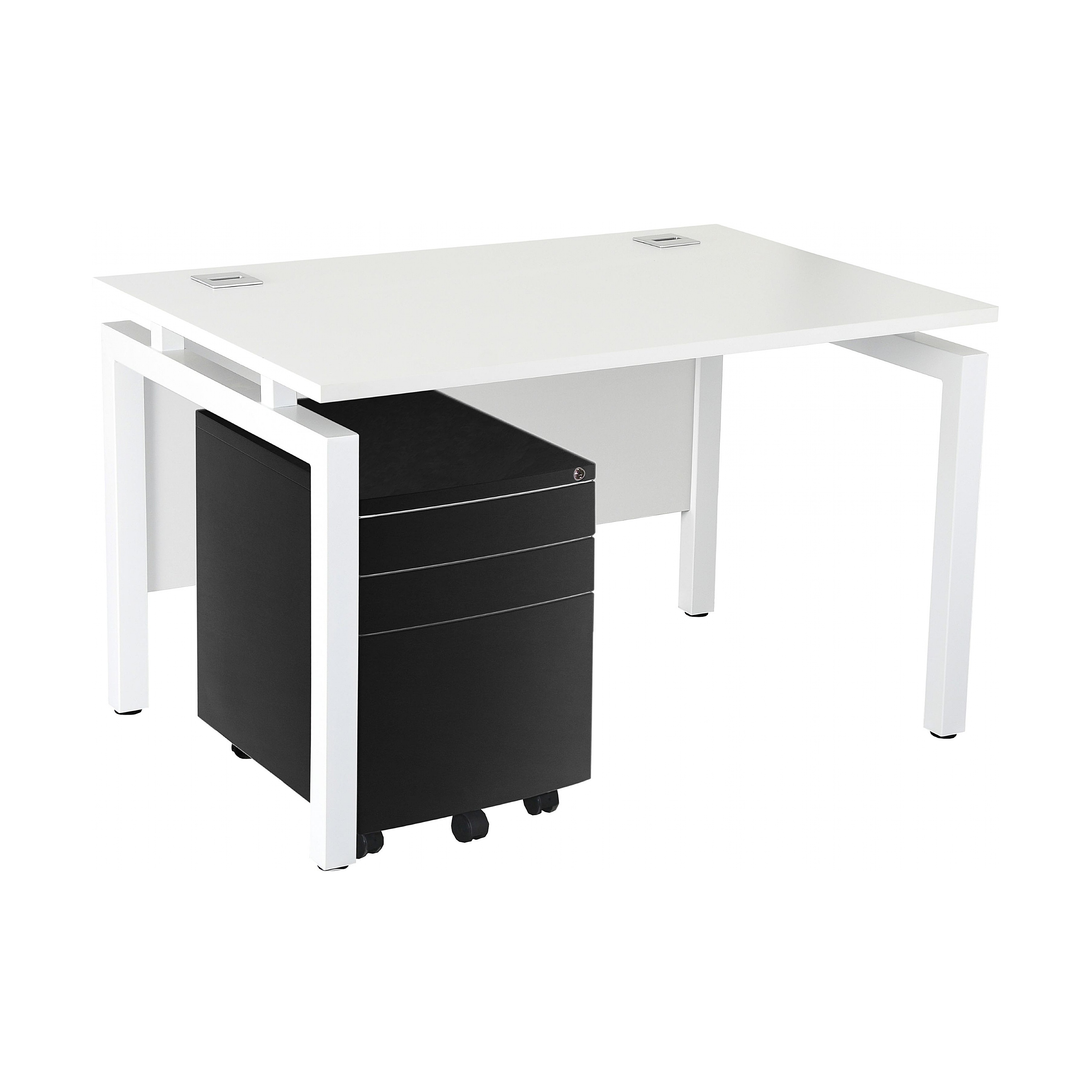 NEXT DAY Karbon K4 Rectangular Bench Desks with 3 Drawer Metal Mobile ...